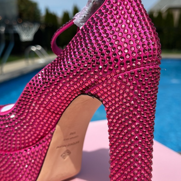 NWT Antonio Melani Hot Pink Size 10 Rhinestone Platform Pumps - Picture 4 of 12
